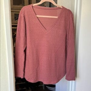 Mauve Waffle Textured Knit Sweater